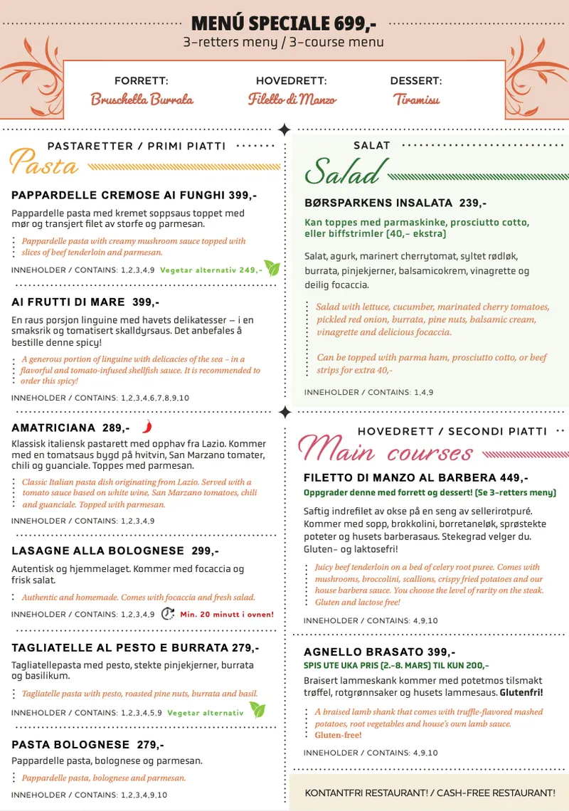 Pasta, hovedretter og salat